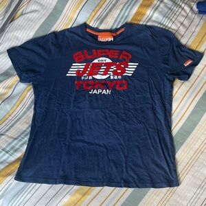 Superdry Navy Tee with Red and White Print